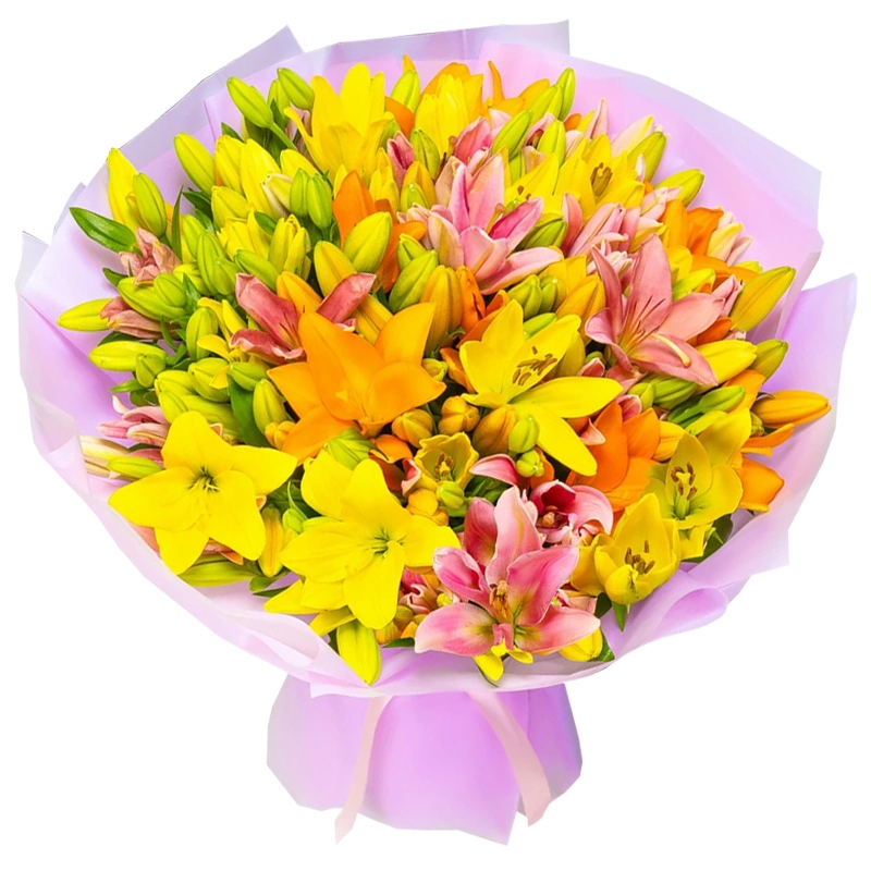 Букет из 51 разноцветной лилии